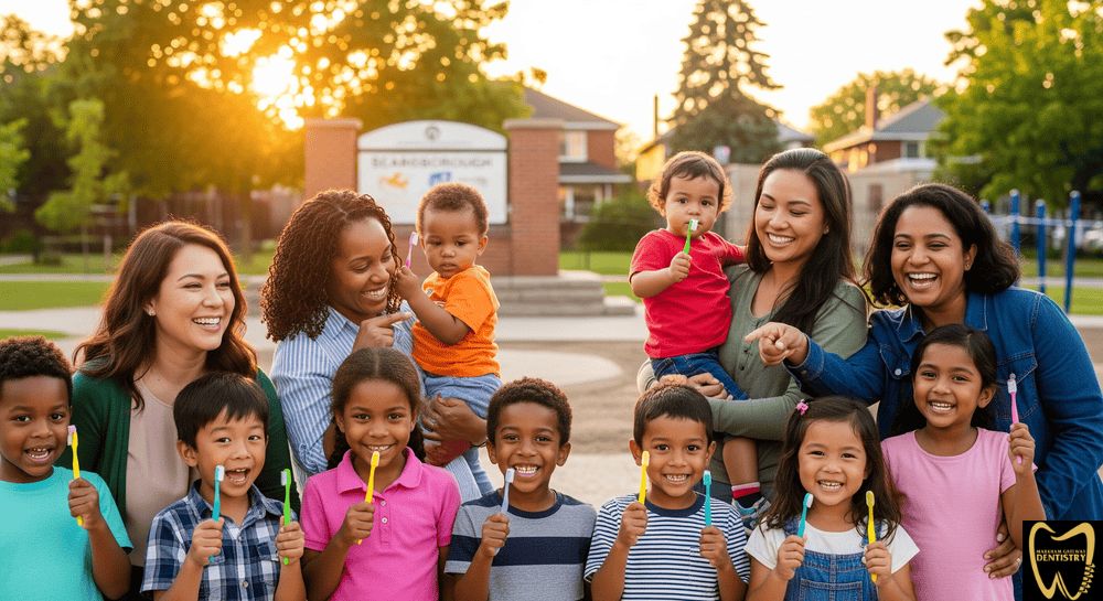 Scarborough families receiving fluoride treatments at local dentist