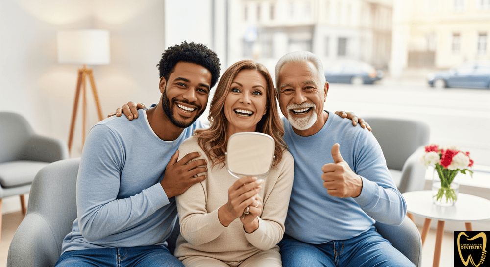 Scarborough patients smiling with dental bridges restoration